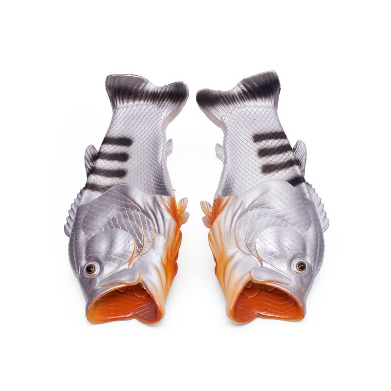 Coddies Fish Flip Flops - The Original Fish Slippers - Funny Gift, Unisex Sandals, Bass Slides, Pool, Beach & Fishing Shoes (Silver | 7-8 Men | 9-10 Women | EU 40-41) - Image 3